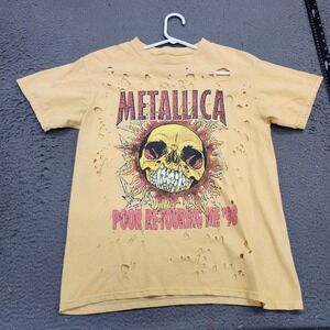 Metallica Poor Re-Touring Me 98 Distressed Graphic T-Shirt Yellow SM 2021 Print